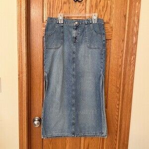 Paris Blues Skirt Womens Size Junior 13 Womens 10-12 Blue Denim Midi Straight